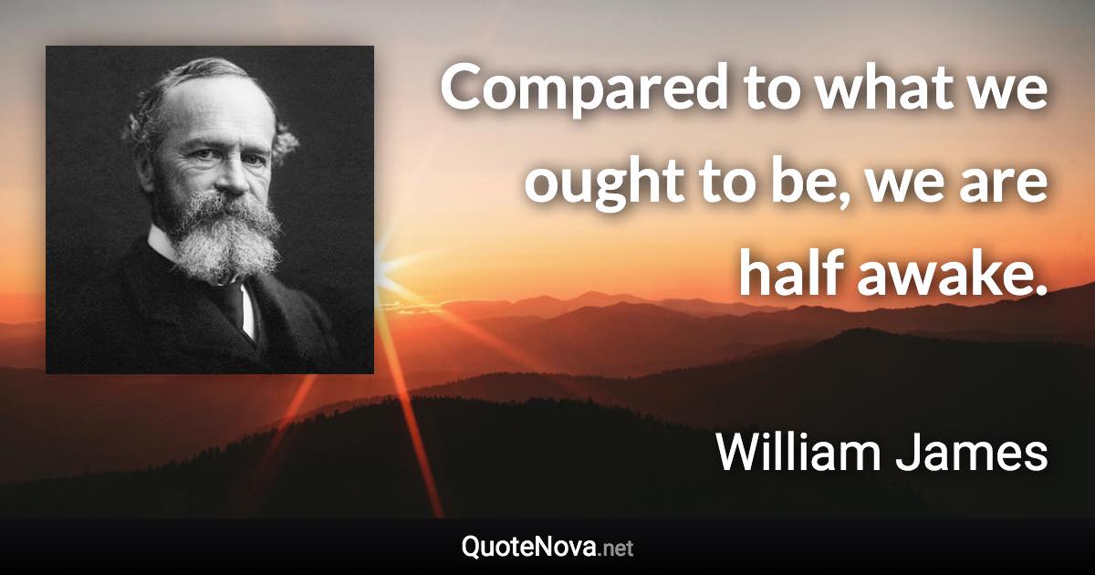 Compared to what we ought to be, we are half awake. - William James quote