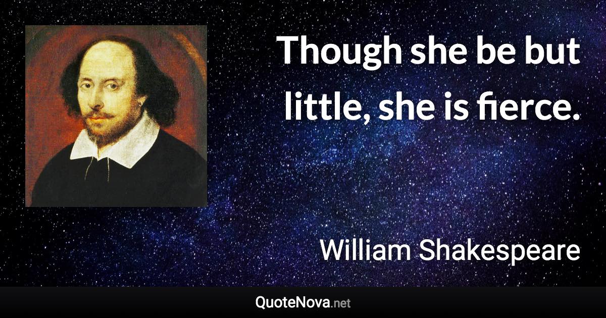 Though she be but little, she is fierce. - William Shakespeare quote