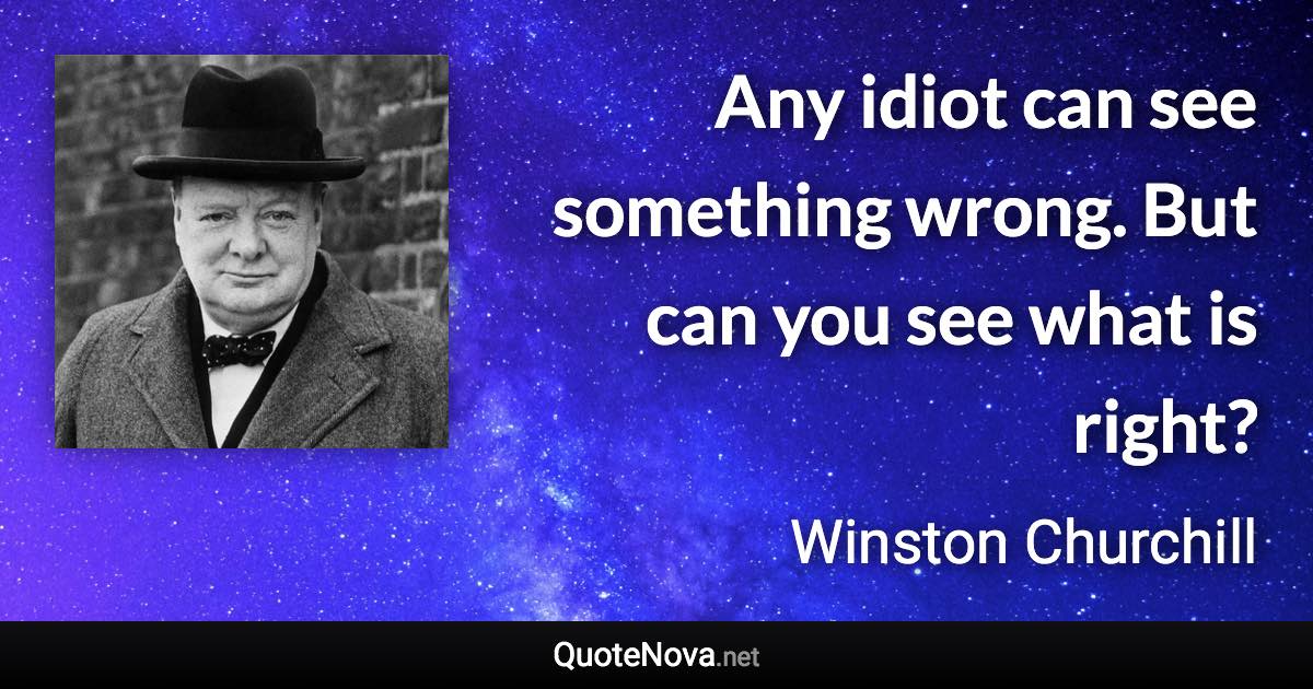 Any idiot can see something wrong. But can you see what is right? - Winston Churchill quote