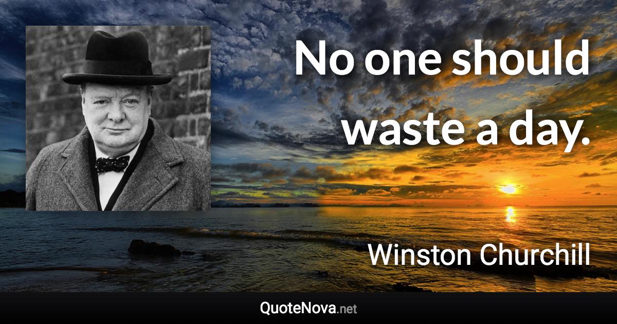 No one should waste a day. - Winston Churchill quote