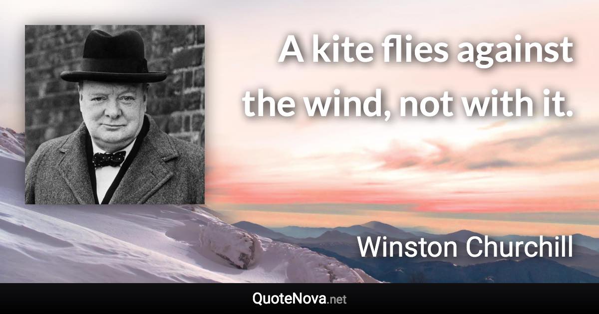 A kite flies against the wind, not with it. - Winston Churchill quote