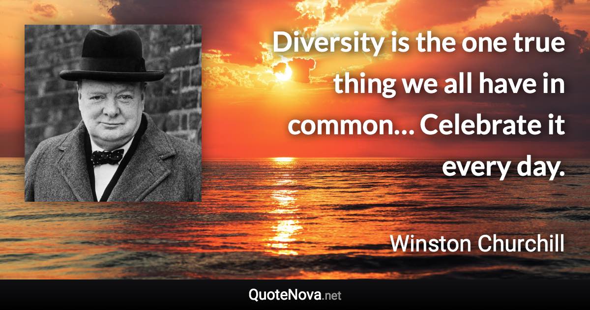 Diversity is the one true thing we all have in common… Celebrate it every day. - Winston Churchill quote