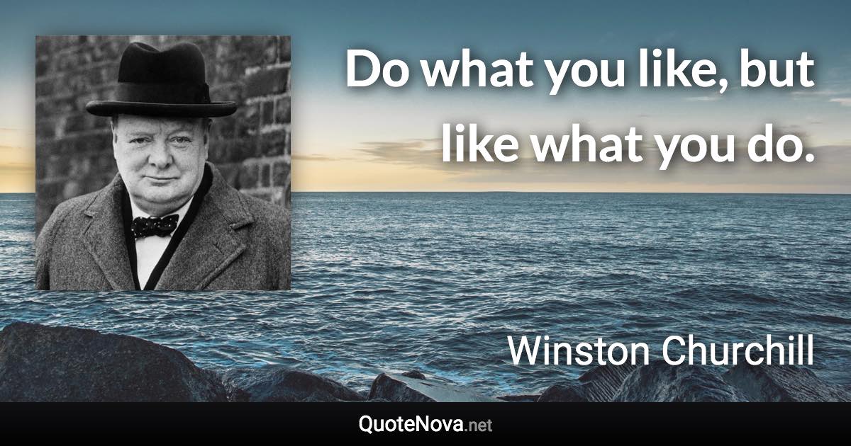 Do what you like, but like what you do. - Winston Churchill quote