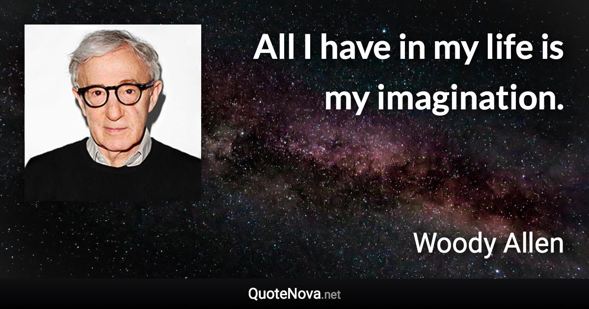 All I have in my life is my imagination. - Woody Allen quote