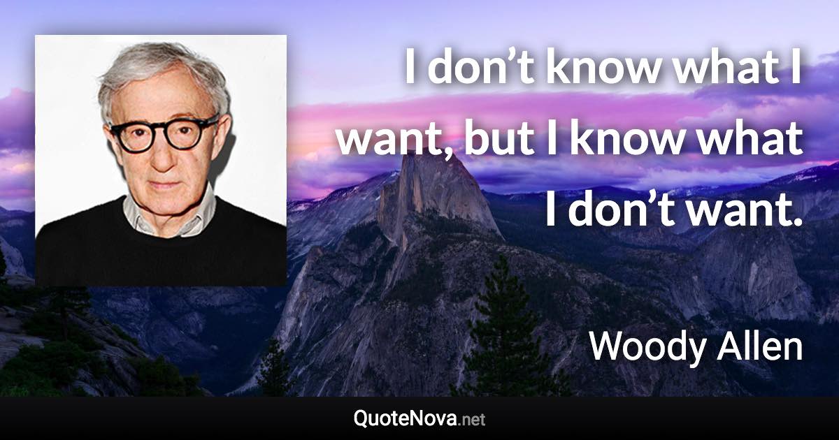 I don’t know what I want, but I know what I don’t want. - Woody Allen quote