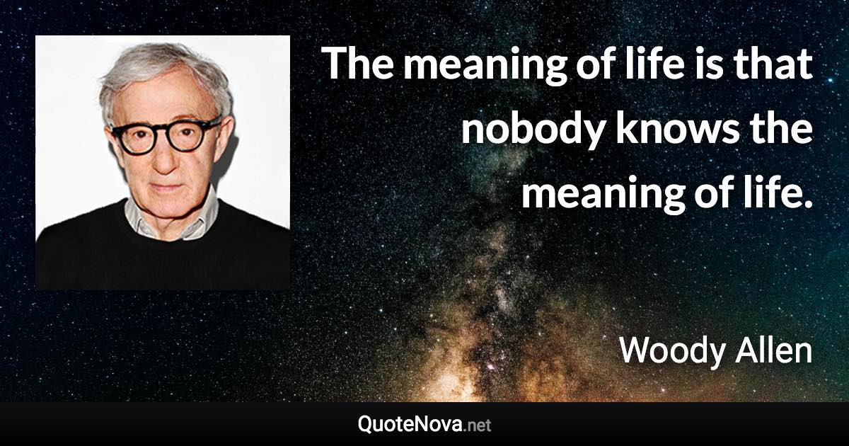 The meaning of life is that nobody knows the meaning of life. - Woody Allen quote