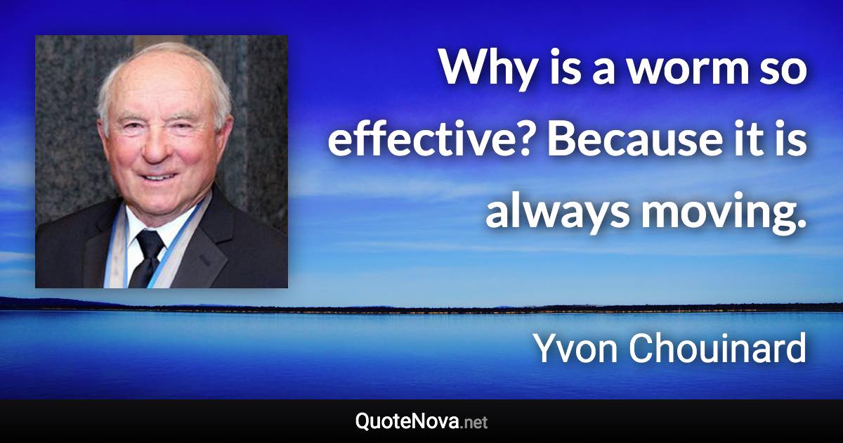 Why is a worm so effective? Because it is always moving. - Yvon Chouinard quote