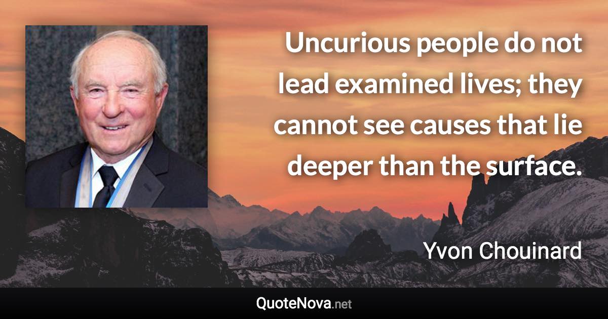 Uncurious people do not lead examined lives; they cannot see causes that lie deeper than the surface. - Yvon Chouinard quote