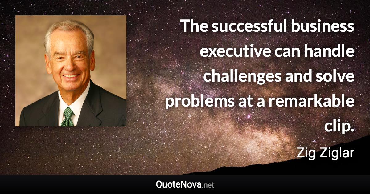 The successful business executive can handle challenges and solve problems at a remarkable clip. - Zig Ziglar quote